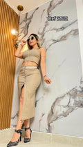 Falda larga broches y top 2132