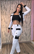 Conjunto 3 prendas (top, pantalón cargo y chaqueta)